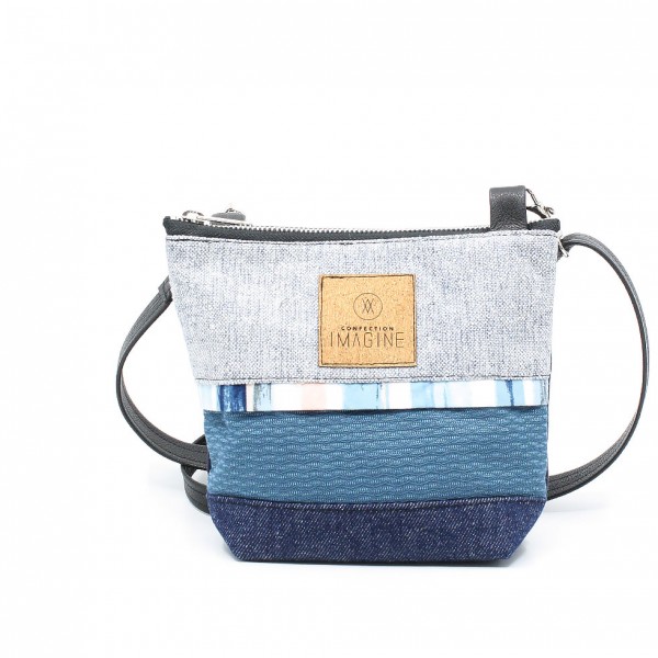 Small recycled jeans shoulder bag