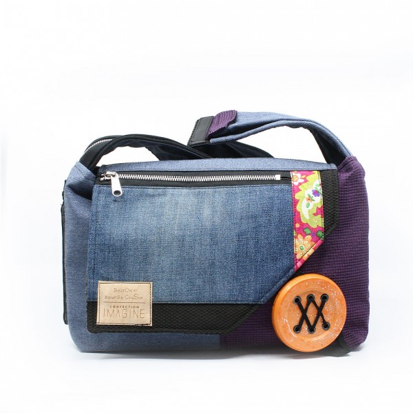 Bouton et Bourse Cousue | Practical shoulder bag with colorful pattern