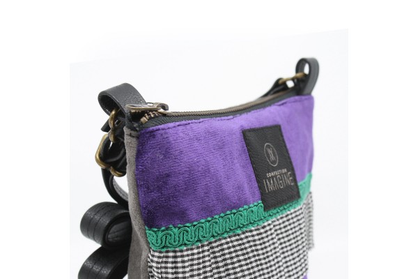 La Mini | Petit sac à main violet avec dentelle noire et blanche