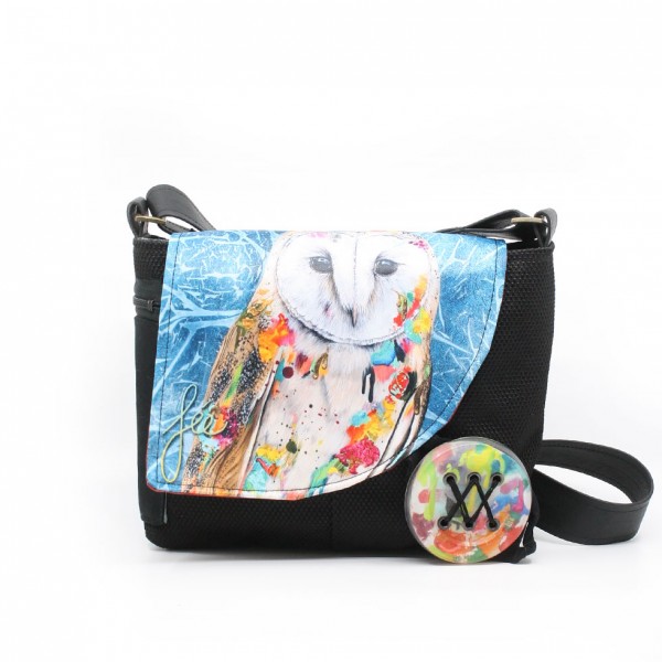 Chipie QuARTz Special Edition | Colorful shoulder bag with owl on the flap