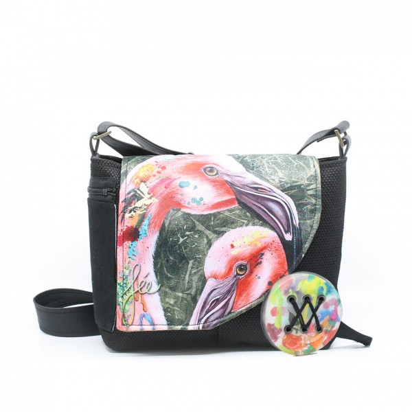 Chipie QuARTz Special Edition | Colorful shoulder bag with pink flamingos